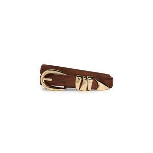 5656 Women's Triple Metal Keeper Suede Belt, Soft Mahogany, Brown